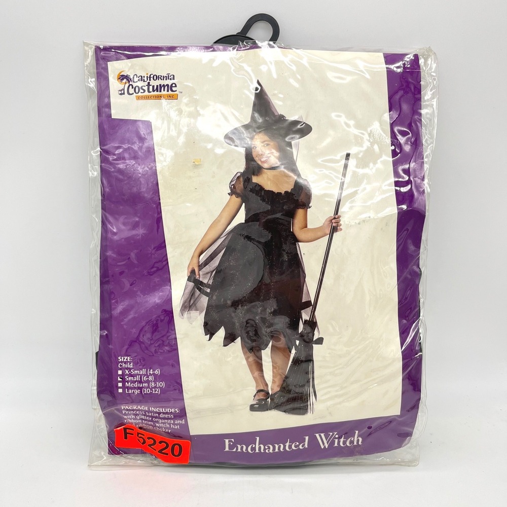 California Costumes Enchanted Witch Black Dress Hat Child Size Small 6-8 00213